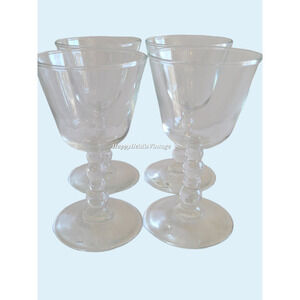Vintage‎ Imperial Clear Candlewick Bubble Stem 4 Wine Glasses Stemware